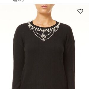 Milano Black Embellished Crew Neck Sweater